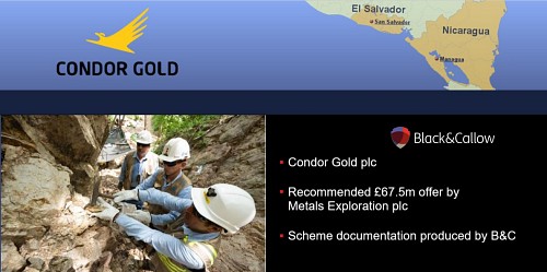 Helping Condor Gold's £67.5m offer by Metals Exploration take flight